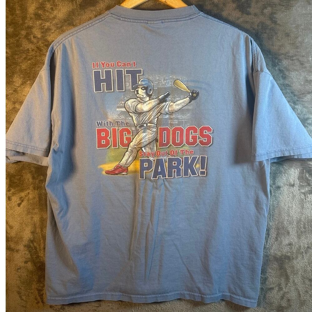 VTG 2004 Y2K Streetwear x Big Dogs Baseball Graphic T Shirt Men’s XL Faded Blue